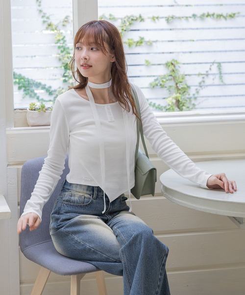 3.3 Field Trip （3.3フィールドトリップ）の「3.3 Field Trip／マフラーツキボタンロングスリーブ（Tシャツ/カットソー・レディース・グレー/ホワイト/チャコール・FREE）」の17枚目の写真