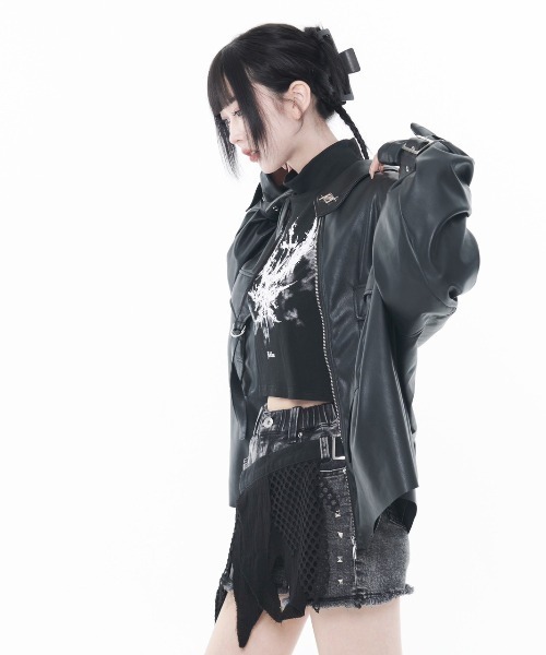 レフレム REFLEM PUレザージャケット 黒 REFLEM（レフレム）の「『REFLEM/レフレム』PUレザースタジャン