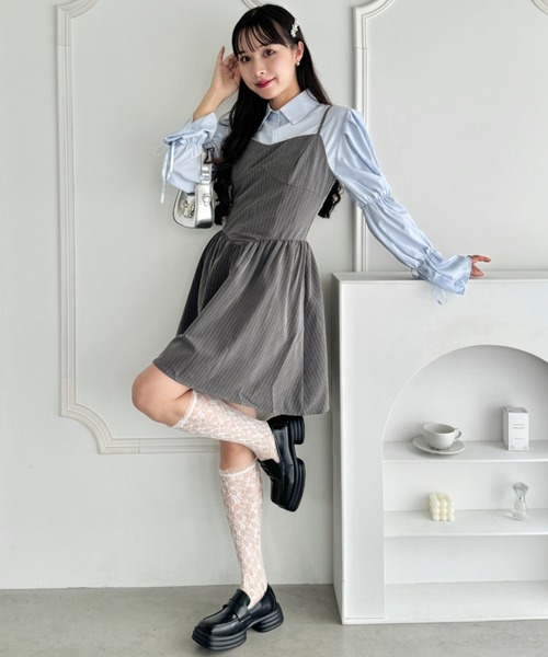 セール】ピンストライプフレアキャミワンピース（ワンピース）｜Loueme