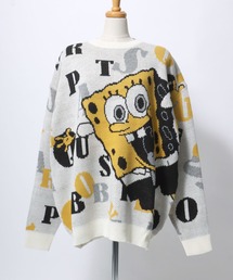 Salong hameu | SpongeBob(スポンジ・ボブ)キャラクタージャガード編みモノグラムニットセータープルオーバー メンズ レディース ユニセックス(ニット/セーター)