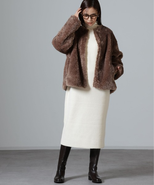 【セール】カーリングフェイクファーノーカラーブルゾン（ブルゾン）｜nano･universe（ナノユニバース）