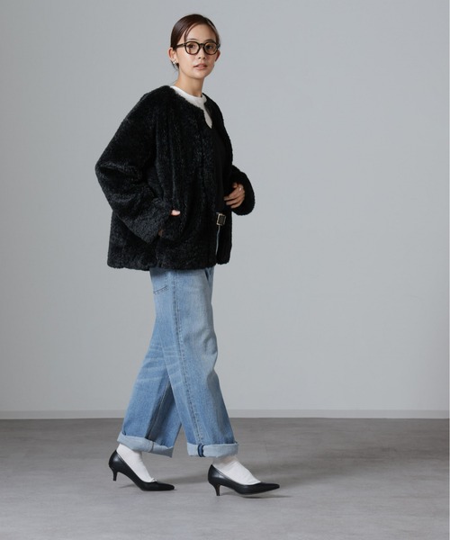 【セール】カーリングフェイクファーノーカラーブルゾン（ブルゾン）｜nano･universe（ナノユニバース）