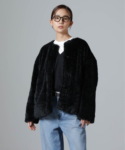 【セール】カーリングフェイクファーノーカラーブルゾン（ブルゾン）｜nano･universe（ナノユニバース）