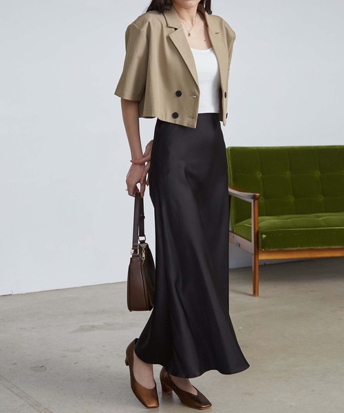 セール】サテンロングナロースカート（スカート）｜solleim