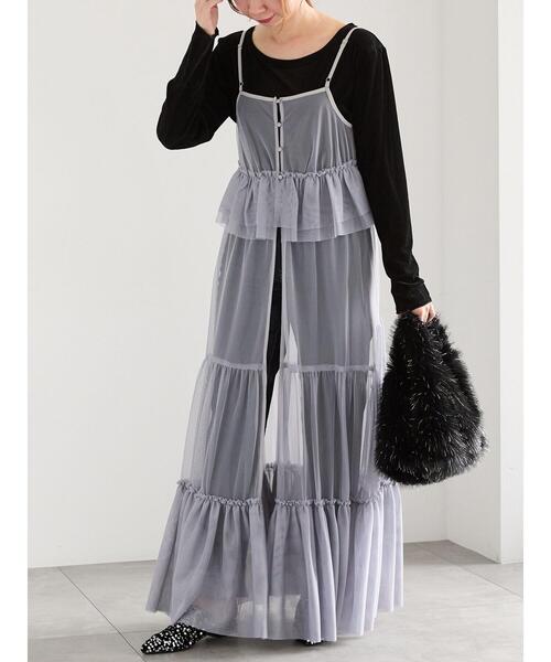 Te chichi(テチチ)の「前後2WAYレイヤードキャミワンピース(ワンピース・レディース・オフホワイト/グレー/ブラック・F)」の3枚目の写真