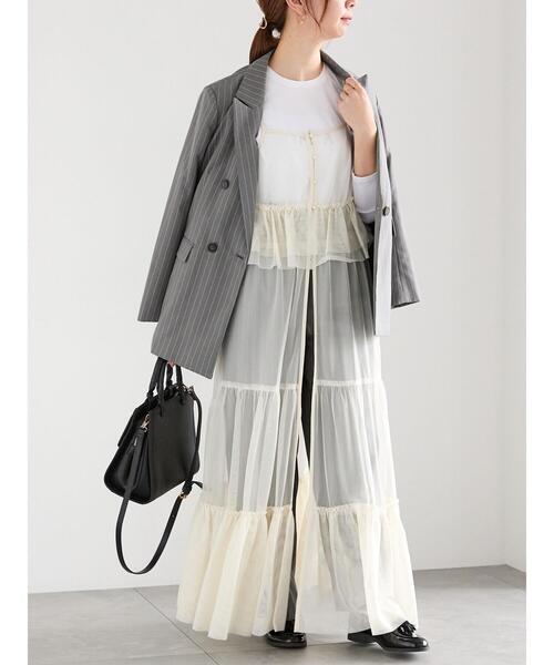 Te chichi(テチチ)の「前後2WAYレイヤードキャミワンピース(ワンピース・レディース・オフホワイト/グレー/ブラック・F)」の1枚目の写真