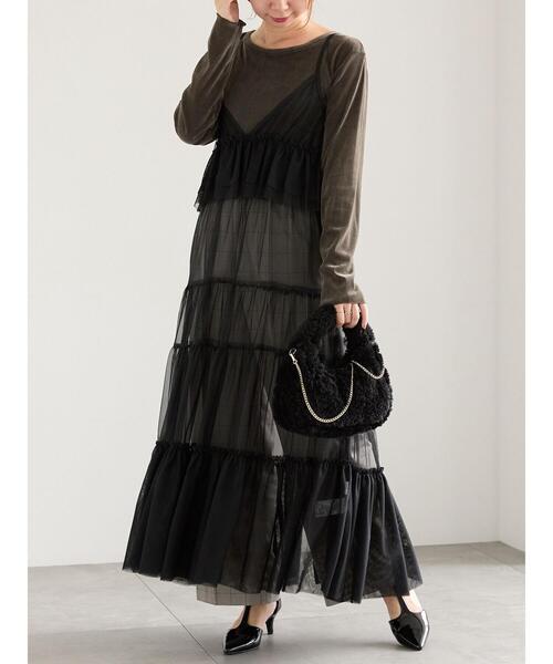 Te chichi(テチチ)の「前後2WAYレイヤードキャミワンピース(ワンピース・レディース・オフホワイト/グレー/ブラック・F)」の2枚目の写真