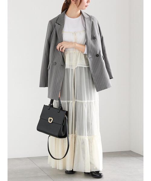 Te chichi(テチチ)の「前後2WAYレイヤードキャミワンピース(ワンピース・レディース・オフホワイト/グレー/ブラック・F)」の5枚目の写真