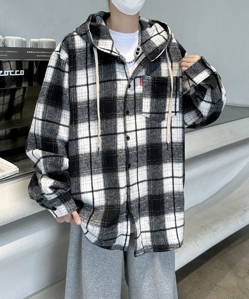 FVLMEN(フルメン)の「【FVLMEN】ombre hood check longsleeve shirt/オンブレ フード チェック ロングスリーブ シャツ(シャツ/ブラウス・メンズ・ブラック/レッド・MEDIUM/LARGE/X-LARGE)」の7枚目の写真