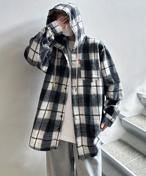 FVLMEN(フルメン)の「【FVLMEN】ombre hood check longsleeve shirt/オンブレ フード チェック ロングスリーブ シャツ(シャツ/ブラウス・メンズ・ブラック/レッド・MEDIUM/LARGE/X-LARGE)」の10枚目の写真