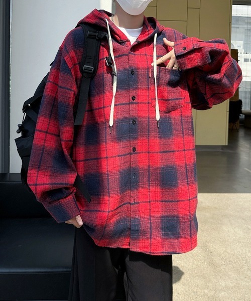FVLMEN(フルメン)の「【FVLMEN】ombre hood check longsleeve shirt/オンブレ フード チェック ロングスリーブ シャツ(シャツ/ブラウス・メンズ・ブラック/レッド・MEDIUM/LARGE/X-LARGE)」の17枚目の写真