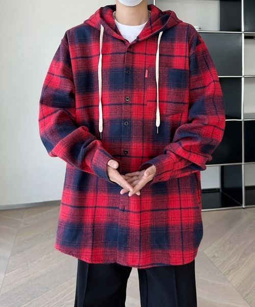 FVLMEN(フルメン)の「【FVLMEN】ombre hood check longsleeve shirt/オンブレ フード チェック ロングスリーブ シャツ(シャツ/ブラウス・メンズ・ブラック/レッド・MEDIUM/LARGE/X-LARGE)」の21枚目の写真