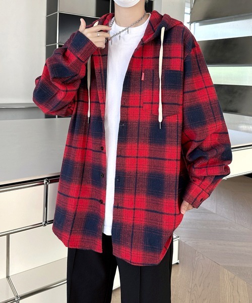 FVLMEN(フルメン)の「【FVLMEN】ombre hood check longsleeve shirt/オンブレ フード チェック ロングスリーブ シャツ(シャツ/ブラウス・メンズ・ブラック/レッド・MEDIUM/LARGE/X-LARGE)」の22枚目の写真