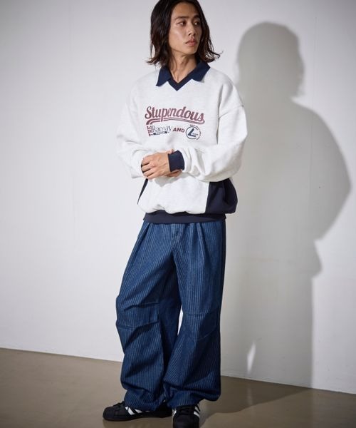 PBLIM（ページボーイリム）の「PBLIM/ライトスウェットゲームシャツ（スウェット・レディース・ネイビー/ブラウン・FREE）」の5枚目の写真