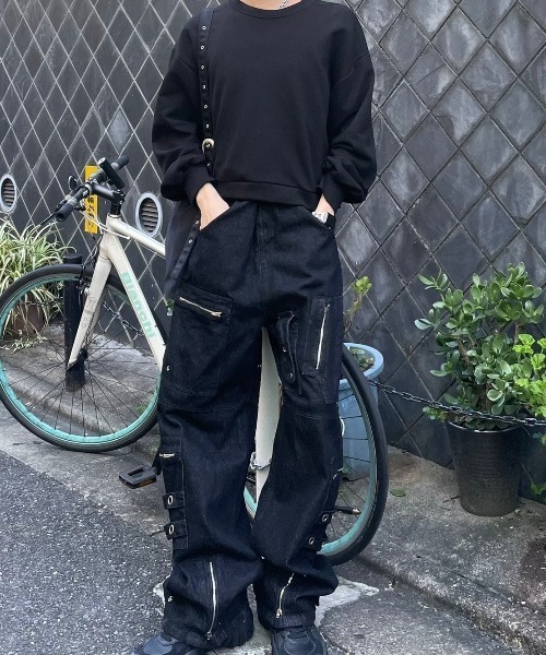 chikashitsu + スウェット　セットアップ　ブラック Chikashitsu +】set up box short zip hoodie（パーカー