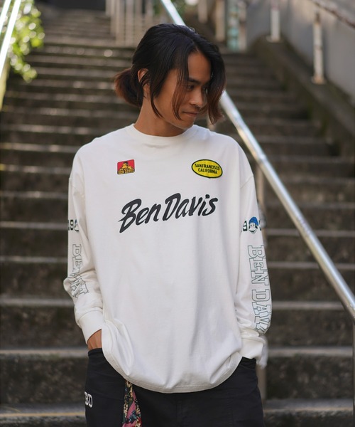 BEN DAVIS（ベンデイビス）の「《BEN DAVIS PROJECT LINE》PRINT LONG T-SHIRTS（Tシャツ/カットソー・メンズ・ホワイト/ブラック/オリーブ・MEDIUM/LARGE/X-LARGE）」の2枚目の写真