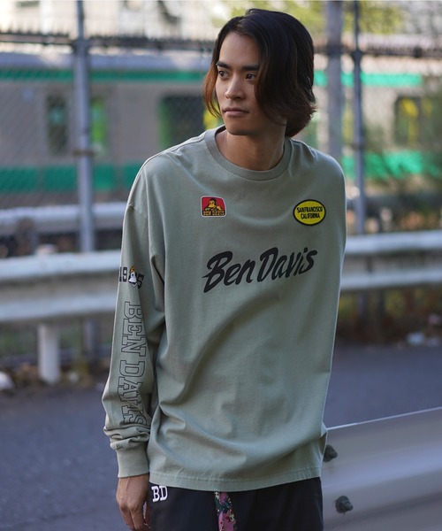 BEN DAVIS（ベンデイビス）の「《BEN DAVIS PROJECT LINE》PRINT LONG T-SHIRTS（Tシャツ/カットソー・メンズ・ホワイト/ブラック/オリーブ・MEDIUM/LARGE/X-LARGE）」の3枚目の写真