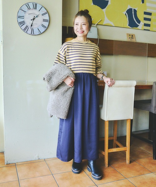 studio CLIP（スタディオクリップ）の「【CLIP BY STAFF/MINAKO企画】ボトルネックドッキングニットワンピース（ワンピース・レディース・その他1/チャコール/ブラック/カーキ・FREE）」の5枚目の写真