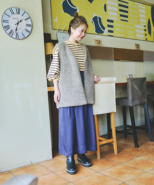 studio CLIP（スタディオクリップ）の「【CLIP BY STAFF/MINAKO企画】ボトルネックドッキングニットワンピース（ワンピース・レディース・その他1/チャコール/ブラック/カーキ・FREE）」の6枚目の写真