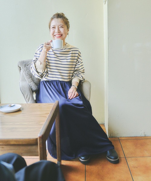 studio CLIP（スタディオクリップ）の「【CLIP BY STAFF/MINAKO企画】ボトルネックドッキングニットワンピース（ワンピース・レディース・その他1/チャコール/ブラック/カーキ・FREE）」の10枚目の写真