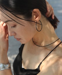 Rechic | ブラックストーンフープピアス(ピアス（両耳用）)