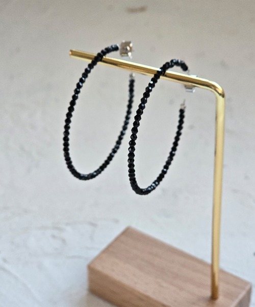 Rechic（リシック）の「ストーンフープピアス（ピアス（両耳用）・レディース・ブラック/シルバー・FREE）」の3枚目の写真