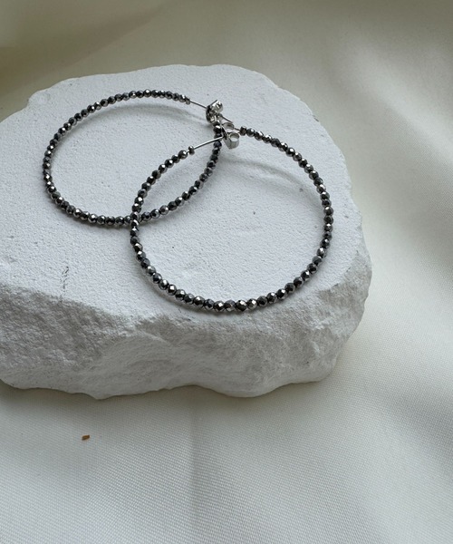 Rechic（リシック）の「ストーンフープピアス（ピアス（両耳用）・レディース・ブラック/シルバー・FREE）」の6枚目の写真