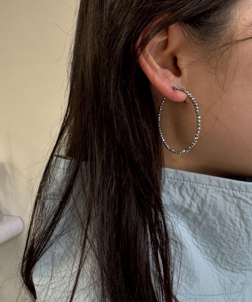 Rechic（リシック）の「ストーンフープピアス（ピアス（両耳用）・レディース・ブラック/シルバー・FREE）」の7枚目の写真