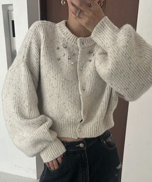 silver yarn studs bijou volume sleeve knit