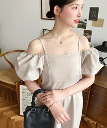 moment+ | 2WAYオフショルパフスリーブオールインワン(つなぎ/オールインワン)