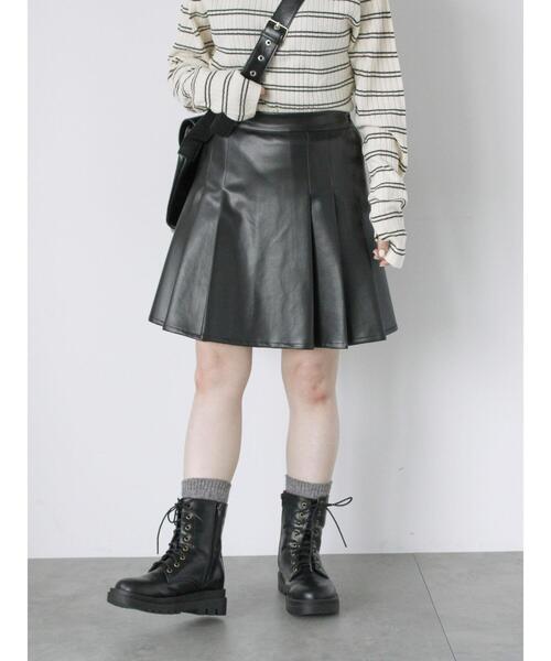ehka sopo（エヘカソポ）の「エコレザープリーツミニスカート（スカート・レディース・ブラウン/ブラック・F）」の7枚目の写真