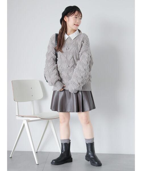 ehka sopo（エヘカソポ）の「エコレザープリーツミニスカート（スカート・レディース・ブラウン/ブラック・F）」の16枚目の写真