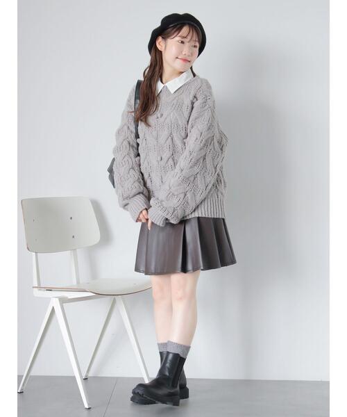ehka sopo（エヘカソポ）の「エコレザープリーツミニスカート（スカート・レディース・ブラウン/ブラック・F）」の17枚目の写真
