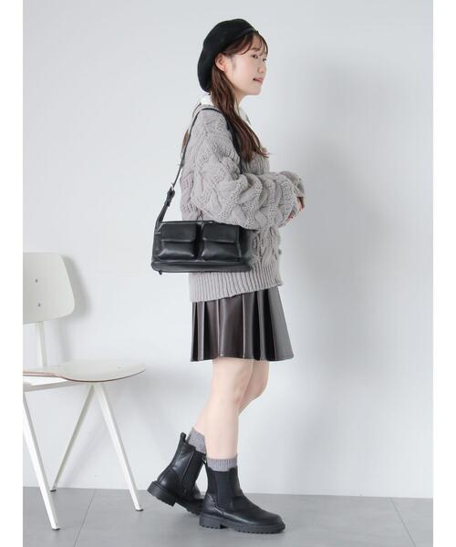 ehka sopo（エヘカソポ）の「エコレザープリーツミニスカート（スカート・レディース・ブラウン/ブラック・F）」の18枚目の写真