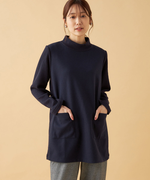 DECOY SINCE 1981(デコイシンスイチキュウハチイチ)の「ウーレット切替ハイネックチュニックプルオーバー(Tシャツ/カットソー・レディース・グレー/モカ/ネイビー・M/L/LL)」の1枚目の写真