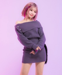 オフショルニットワンピース