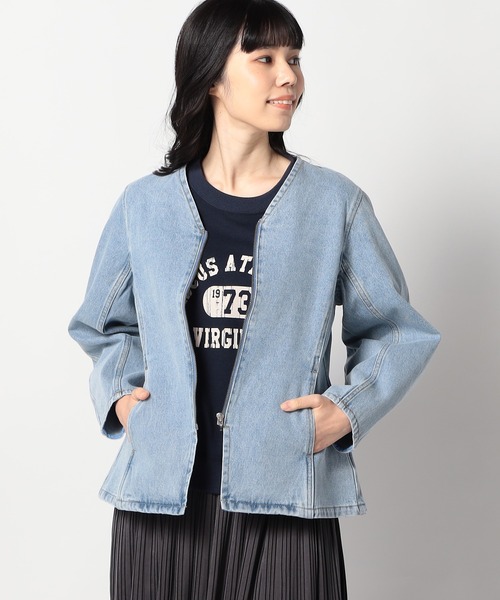 Grand PARK（グランドパーク）の「カーブ袖 デニムジャケット（デニムジャケット・レディース・ブルー/ライトブルー・FREE）」の4枚目の写真