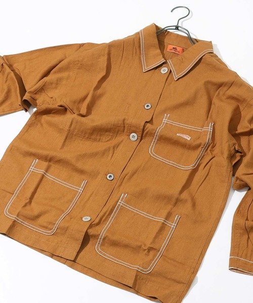 KRIFF MAYER Lady's Collection(クリフメイヤーレディースコレクション)の「カバーオールシャツJK(カバーオール・レディース・ブラウン/カラフル/ブルーグリーン/ナチュラル/ネイビー・LARGE/MEDIUM)」の2枚目の写真