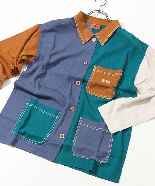 KRIFF MAYER Lady's Collection(クリフメイヤーレディースコレクション)の「カバーオールシャツJK(カバーオール・レディース・ブラウン/カラフル/ブルーグリーン/ナチュラル/ネイビー・LARGE/MEDIUM)」の5枚目の写真