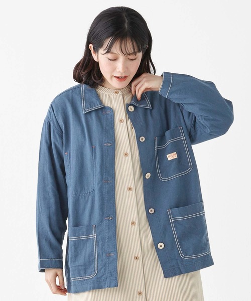 KRIFF MAYER Lady's Collection(クリフメイヤーレディースコレクション)の「カバーオールシャツJK(カバーオール・レディース・ブラウン/カラフル/ブルーグリーン/ナチュラル/ネイビー・LARGE/MEDIUM)」の6枚目の写真