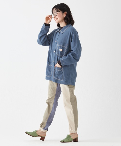 KRIFF MAYER Lady's Collection(クリフメイヤーレディースコレクション)の「カバーオールシャツJK(カバーオール・レディース・ブラウン/カラフル/ブルーグリーン/ナチュラル/ネイビー・LARGE/MEDIUM)」の7枚目の写真
