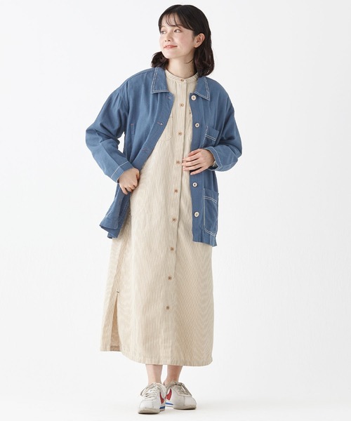 KRIFF MAYER Lady's Collection(クリフメイヤーレディースコレクション)の「カバーオールシャツJK(カバーオール・レディース・ブラウン/カラフル/ブルーグリーン/ナチュラル/ネイビー・LARGE/MEDIUM)」の8枚目の写真