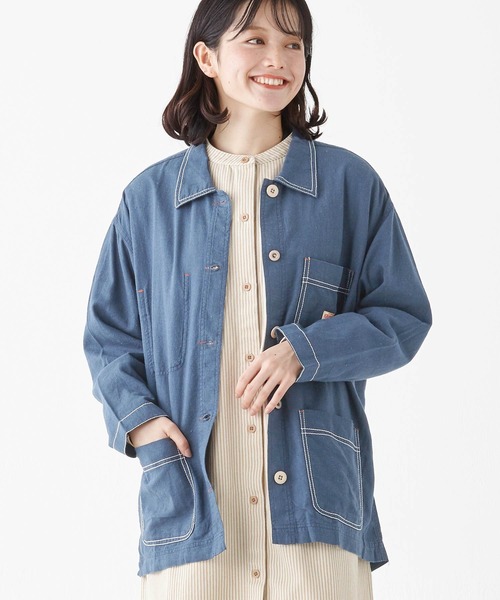 KRIFF MAYER Lady's Collection(クリフメイヤーレディースコレクション)の「カバーオールシャツJK(カバーオール・レディース・ブラウン/カラフル/ブルーグリーン/ナチュラル/ネイビー・LARGE/MEDIUM)」の12枚目の写真
