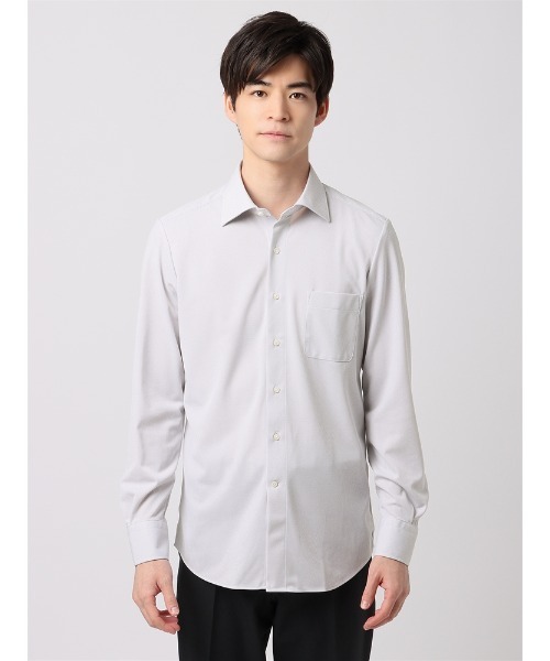 SUIT SQUARE(スーツスクエア)の「WEB限定 最高シャツ ノンアイロンジャージー ワイドカラー FIT ドレスシャツ(ビジネスシャツ・メンズ・サックスブルー/グレー/ホワイト・LL/L/M/S)」の9枚目の写真
