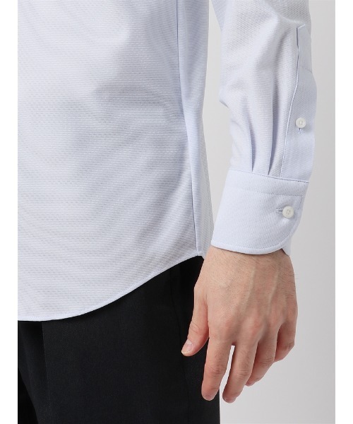 SUIT SQUARE(スーツスクエア)の「WEB限定 最高シャツ ノンアイロンジャージー ワイドカラー FIT ドレスシャツ(ビジネスシャツ・メンズ・サックスブルー/グレー/ホワイト・LL/L/M/S)」の13枚目の写真