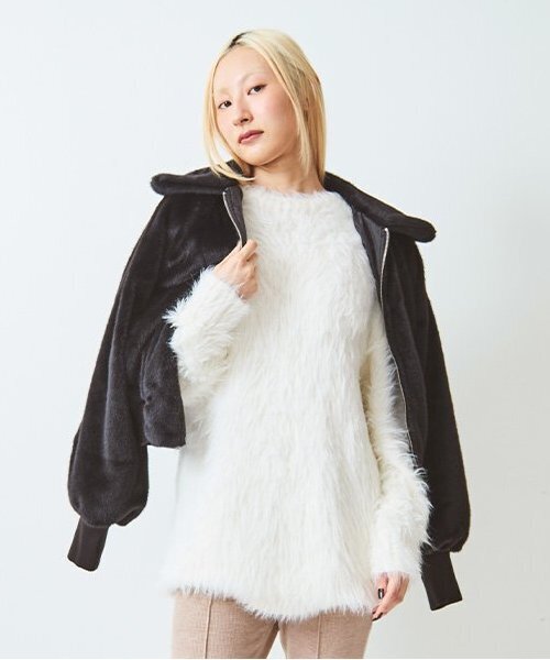 LUKU nari(ルクナーリ)の「ファーブルゾン(ブルゾン・レディース・ブラック/アイボリー/ベージュ・F)」の10枚目の写真
