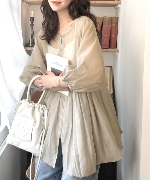 ella_selectshop オーガンジーバルーンブラウス エトル etoll. オーガンジーレイヤード風バルーンブラウス