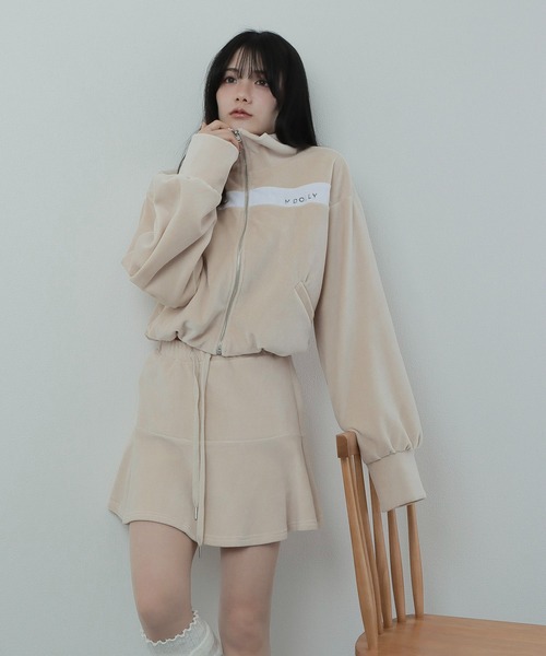 M DOLLY original* velour flare mini skirt/ベロアフレアミニスカート