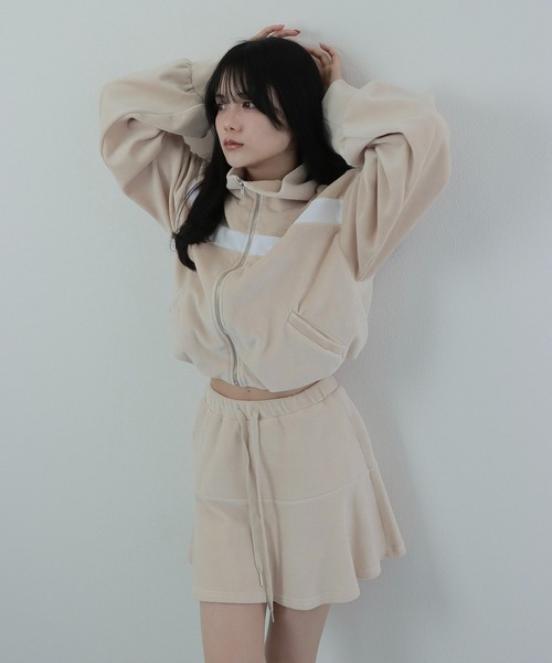 M DOLLY original* velour flare mini skirt/ベロアフレアミニスカート