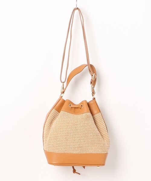 andrea cardone（アンドレアカルドネ）の「【ANDREA CARDONE】レザーハンドルラフィアコンビハンドバッグ(Q56444)（ハンドバッグ・レディース・ベージュ系その他・ALL）」の2枚目の写真